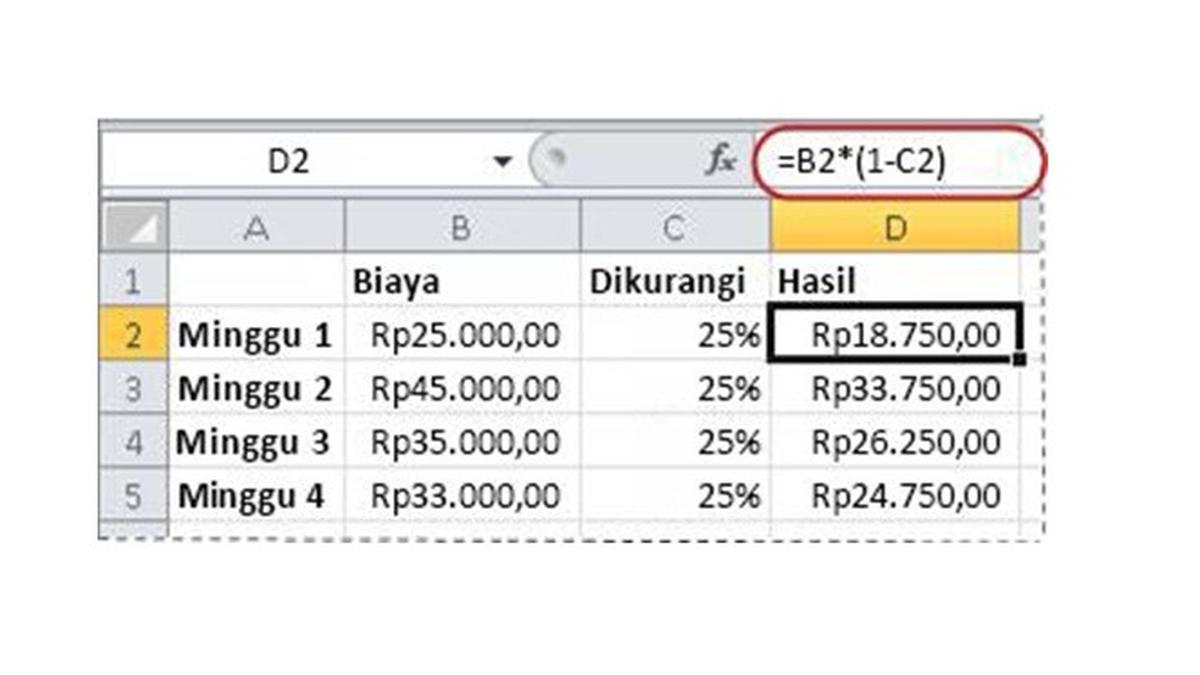 Cara Menghitung Persentase di Excel